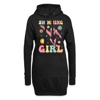 Groovy Schwimmerin - Hoodie-Kleid - Schwarz - Vorne