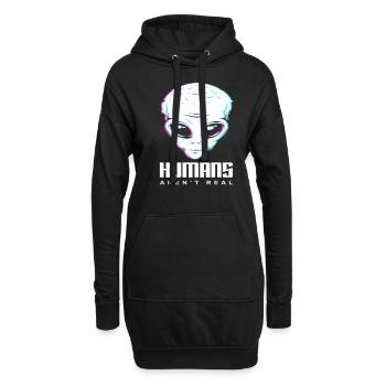 Alien Menschen Nicht Echt Außerirdisch Geschenk - Hoodie-Kleid - Schwarz - Vorne