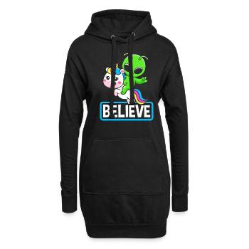 Alien Einhorn Geschenk Science Fiction - Hoodie-Kleid - Schwarz - Vorne