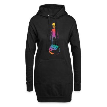 Cadeau coloré de planète extraterrestre - Sweat-shirt à capuche long Femme - noir - Devant