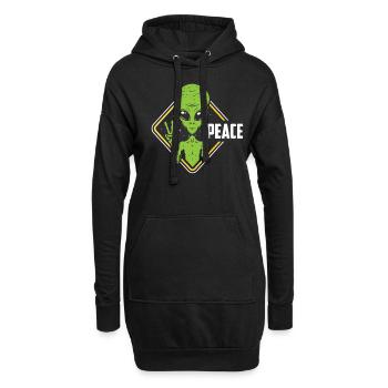 Alien Friede Außerirdisches Leben Geschenk - Hoodie-Kleid - Schwarz - Vorne