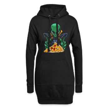 Pizza extraterrestre - Sweat-shirt à capuche long Femme - noir - Devant