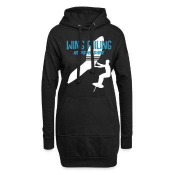 Wing Foiling Wing Surfing Winging - Hoodie-Kleid - Schwarz - Vorne