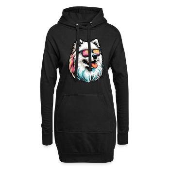 Samojeden Hund Geschenke Niedlicher Samojeden Hund Grafik - Hoodie-Kleid - Schwarz - Vorne