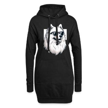 Samojeden Hund Geschenke Niedlicher Samojeden Hund Grafik - Hoodie-Kleid - Schwarz - Vorne