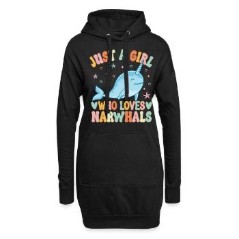 Narwhal Girl Narwhal Lover - Hoodie-Kleid - Schwarz - Vorne