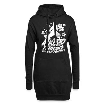 L’Aïkido parce que la vie donne assez de coups de poing - Sweat-shirt à capuche long Femme - noir - Devant