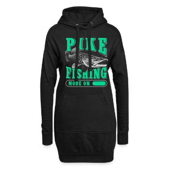 Hecht Angeln Hechtangeln Angler Fischen Geschenk - Hoodie-Kleid - Schwarz - Vorne