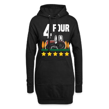 4e anniversaire tracteur 4 ans chemise d’anniversaire - Sweat-shirt à capuche long Femme - noir - Devant