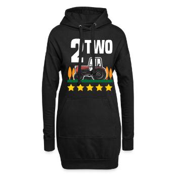 2ème anniversaire tracteur 2 ans chemise d’anniversaire - Sweat-shirt à capuche long Femme - noir - Devant