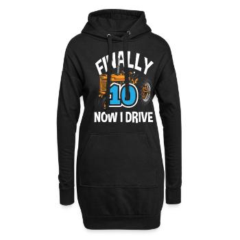 10e anniversaire tracteur 10 ans anniversaire chemise - Sweat-shirt à capuche long Femme - noir - Devant