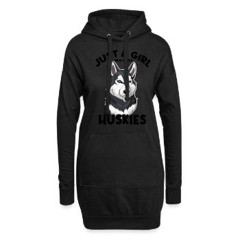 Juste une fille qui aime les huskies - Sweat-shirt à capuche long Femme - noir - Devant