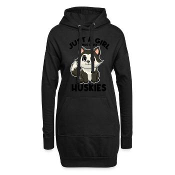 Juste une fille qui aime les huskies - Sweat-shirt à capuche long Femme - noir - Devant