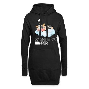 Professinonal Napper Cow Sleeping Late Riser - Hoodie Dress - black - Front