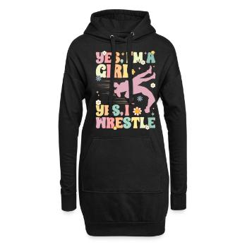 Groovy Wrestling Girl Weibliche Ringerin - Hoodie-Kleid - Schwarz - Vorne