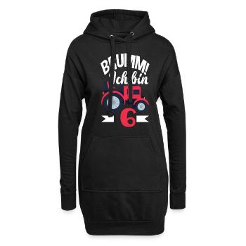 6. Geburtstag Traktor 6 Jahre Geburtstagsshirt - Hoodie-Kleid - Schwarz - Vorne