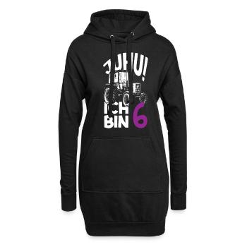 6. Geburtstag Traktor 6 Jahre Geburtstagsshirt - Hoodie-Kleid - Schwarz - Vorne