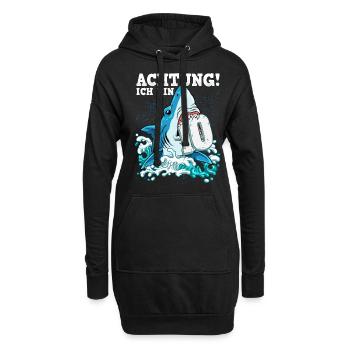 Requin du 10e anniversaire - Sweat-shirt à capuche long Femme - noir - Devant