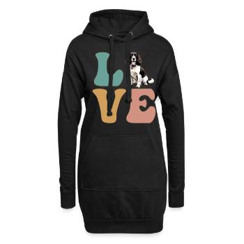LOVE Springer Spaniel Chien - Sweat-shirt à capuche long Femme - noir - Devant