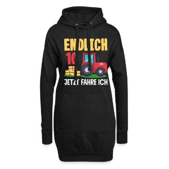 10e anniversaire tracteur 10 ans anniversaire chemise - Sweat-shirt à capuche long Femme - noir - Devant