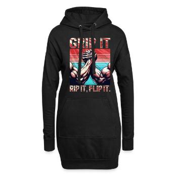 Bras de fer Bras de fer Déchirez-le Retournez-le - Sweat-shirt à capuche long Femme - noir - Devant
