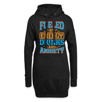 Fueled By Energy Drinks And Anxiety 5 - Hoodie-Kleid - Schwarz - Vorne