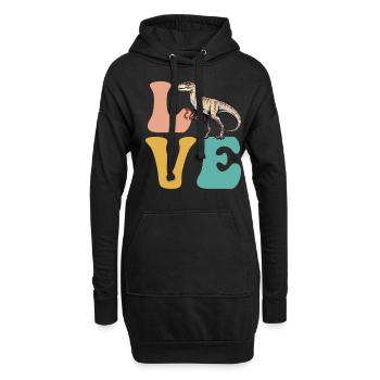 LIEBE Velociraptor Dinosaurier - Hoodie-Kleid - Schwarz - Vorne