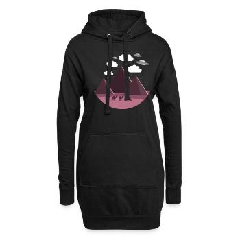 Fliegende Untertasse Ägypten Pyramiden - Hoodie-Kleid - Schwarz - Vorne