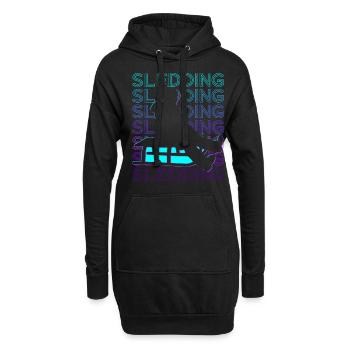 Schlittenfahren Mushing Schlitten Retro - Hoodie-Kleid - Schwarz - Vorne