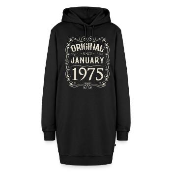 Vintage - Original depuis l'anniversaire de janvier 1975 - Sweat-shirt à capuche long Femme - noir - Devant