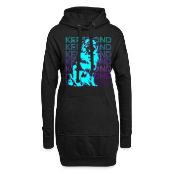 Keeshond Hund Retro - Hoodie-Kleid - Schwarz - Vorne