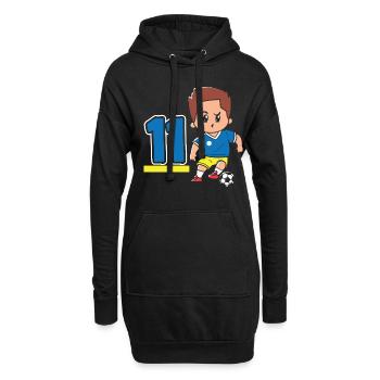 11e anniversaire 11 ans Joueur de football - Sweat-shirt à capuche long Femme - noir - Devant