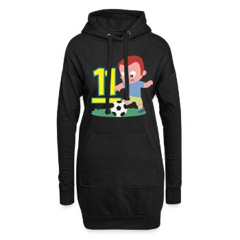 11e anniversaire 11 ans Joueur de football - Sweat-shirt à capuche long Femme - noir - Devant