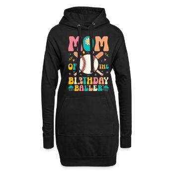 Mutter des Geburtstags Baller Groovy Baseball Base - Hoodie-Kleid - Schwarz - Vorne