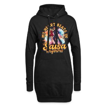 Salsero Salsera My Heart Beats In Salsa Rhythms - Hoodie-Kleid - Schwarz - Vorne