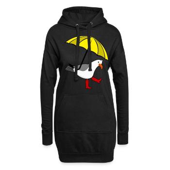Seagull yellow Umbrella red Rain boots - Hoodie-Kleid - Schwarz - Vorne