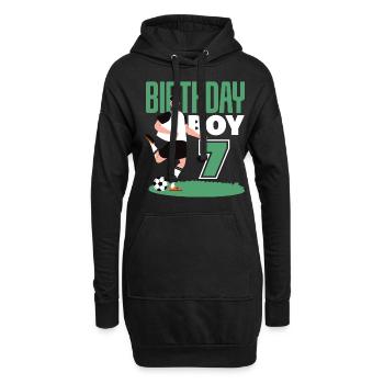 7. Geburtstag 7 Jahre Fußball Fußballspieler - Hoodie-Kleid - Schwarz - Vorne