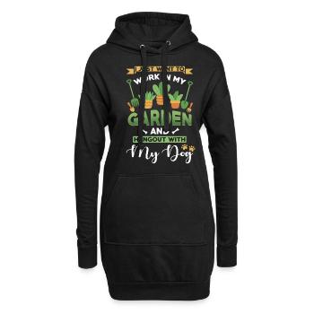 Arbeit in meinem Garten Hangout mit meinem Hund - Hoodie-Kleid - Schwarz - Vorne