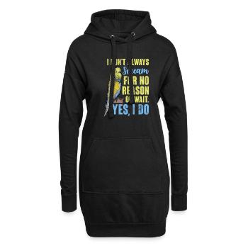 Perruche ondulée - Sweat-shirt à capuche long Femme - noir - Devant