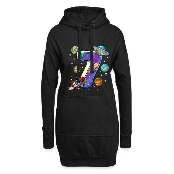 7 Anniversaire Astronaute de l’espace 7 ans - Sweat-shirt à capuche long Femme - noir - Devant
