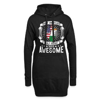 Indien USA Flagge - Halb Amerikaner, Halb Indianer - Hoodie-Kleid - Schwarz - Vorne