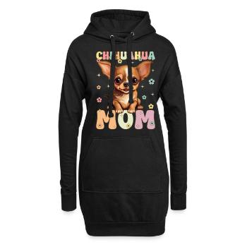 Chihuahua Mama Groovy Dog Mama - Hoodie-Kleid - Schwarz - Vorne