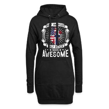 Pays-Bas Drapeau des États-Unis - Moitié Américain Moitié Néerlandais - Sweat-shirt à capuche long Femme - noir - Devant