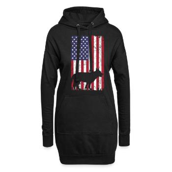 Berger allemand avec drapeau des États-Unis - Sweat-shirt à capuche long Femme - noir - Devant