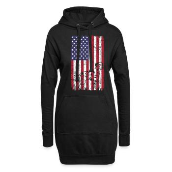 Chien dalmatien avec drapeau des États-Unis - Sweat-shirt à capuche long Femme - noir - Devant