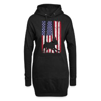 Chien Boston Terrier avec drapeau des États-Unis - Sweat-shirt à capuche long Femme - noir - Devant