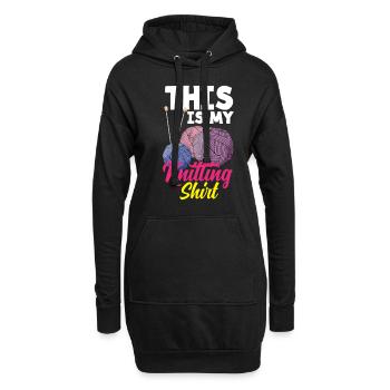Drôle de tricot à l’aiguille à tricoter cadeau - Sweat-shirt à capuche long Femme - noir - Devant