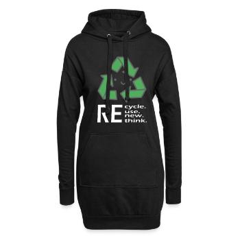 Tag Der Erde – Recyceln, Wiederverwenden - Hoodie-Kleid - Schwarz - Vorne