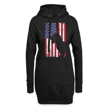 Chien Beagle avec drapeau des États-Unis - Sweat-shirt à capuche long Femme - noir - Devant