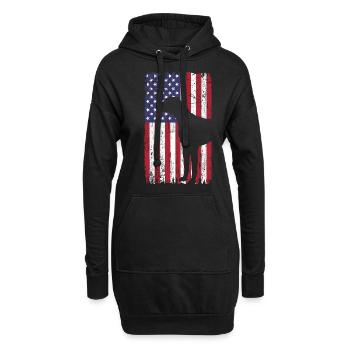 Chien d’arrêt à poil court avec drapeau des États-Unis - Sweat-shirt à capuche long Femme - noir - Devant